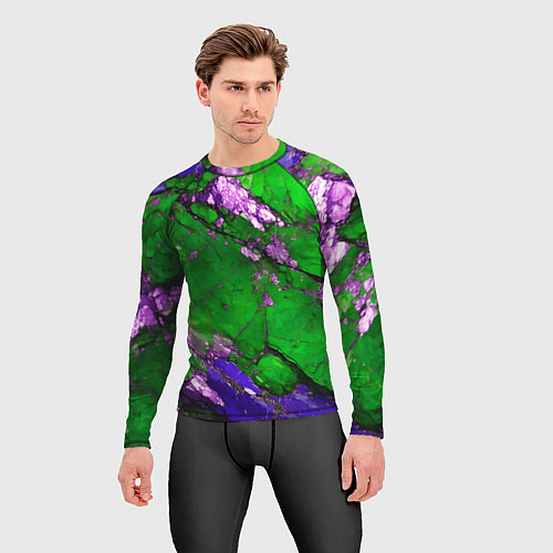 Мужской рашгард A purple mineral in a green stone / 3D-принт – фото 3