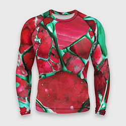 Рашгард мужской Зеленый минерал в красном камне, цвет: 3D-принт