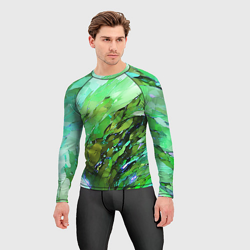 Мужской рашгард Зелёная абстракция / 3D-принт – фото 3