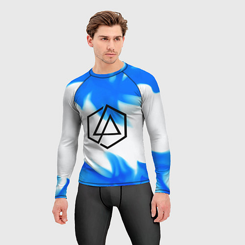 Мужской рашгард Linkin park blue flame / 3D-принт – фото 3