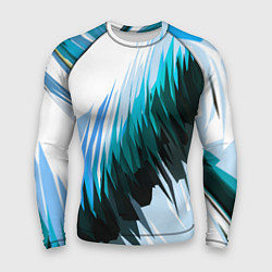 Мужской рашгард Чёрно-синие острые полосы на белом фоне