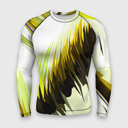 Мужской рашгард Чёрно-жёлтые острые полосы на белом фоне