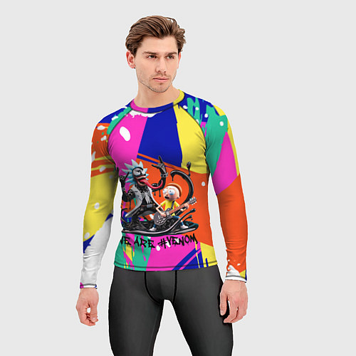 Мужской рашгард Rick-Venom and Morty - rock group / 3D-принт – фото 3