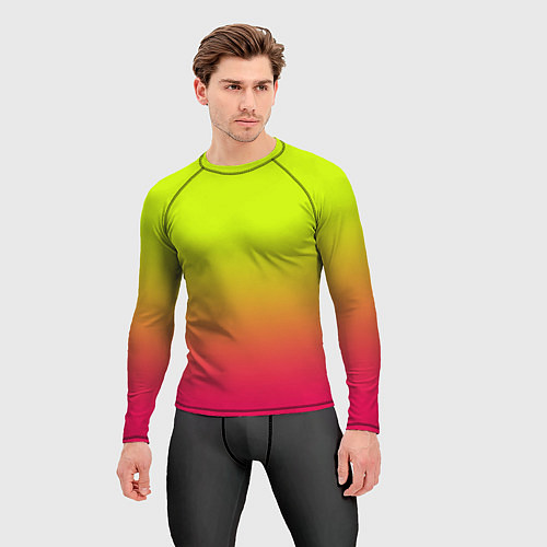 Мужской рашгард Градиент салатовый в розовый / 3D-принт – фото 3
