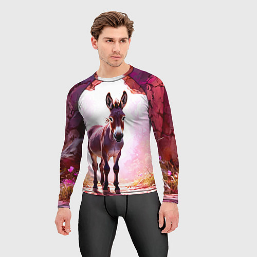 Мужской рашгард Осел в розовом свете / 3D-принт – фото 3