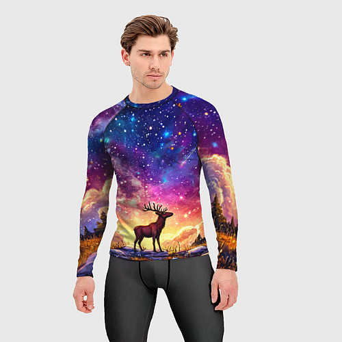 Мужской рашгард Лось и звездное небо / 3D-принт – фото 3
