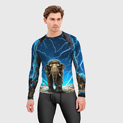 Рашгард мужской Мамонт и разряды молний, цвет: 3D-принт — фото 2