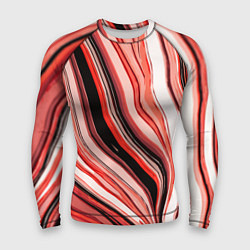 Рашгард мужской Волнистые вертикальные чёрно-красные полосы, цвет: 3D-принт