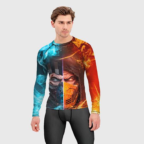 Мужской рашгард Mortal Kombat - Саб-зиро и Скорпион / 3D-принт – фото 3