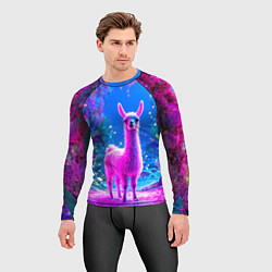 Рашгард мужской Лама в розовом, цвет: 3D-принт — фото 2