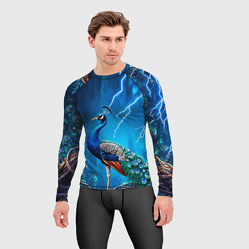 Мужской рашгард Павлин и молния / 3D-принт – фото 3