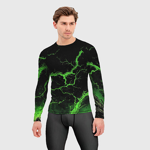 Мужской рашгард Зеленая молния разлома / 3D-принт – фото 3