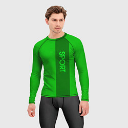 Рашгард мужской Sport зелёный с полосой, цвет: 3D-принт — фото 2