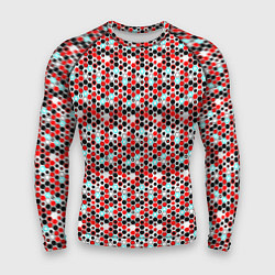 Рашгард мужской Киберпанк шестиугольники красные, цвет: 3D-принт