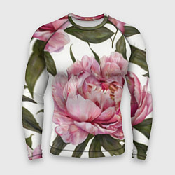 Мужской рашгард Розовые пионы на белом