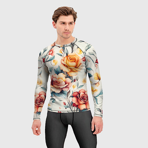 Мужской рашгард Паттерн с переплетением цветов / 3D-принт – фото 3