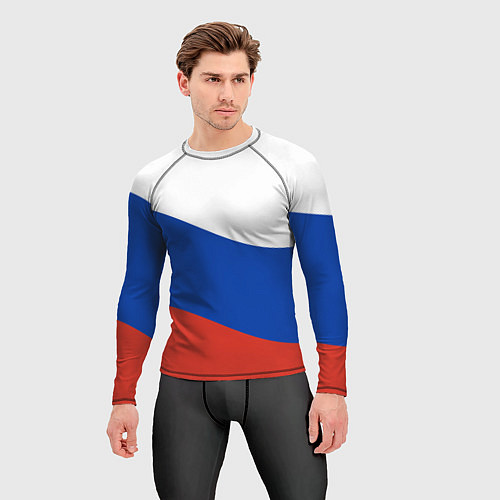Мужской рашгард Флаг России волной / 3D-принт – фото 3