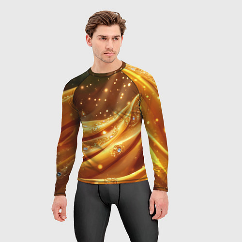 Мужской рашгард Золотая ткань с блестками / 3D-принт – фото 3