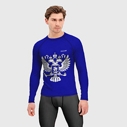 Рашгард мужской Герб России синий текстурированный, цвет: 3D-принт — фото 2