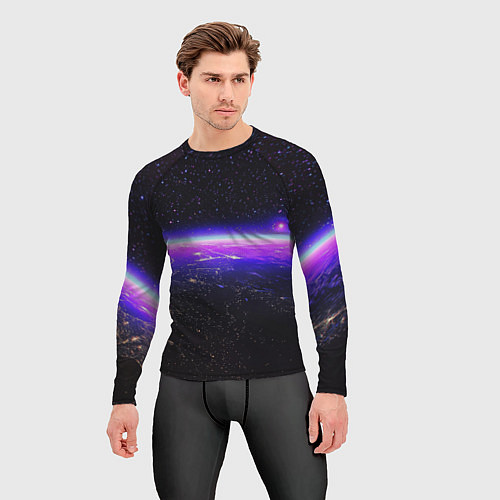 Мужской рашгард Планета и неоновое свечение / 3D-принт – фото 3