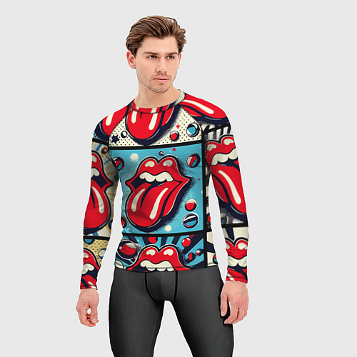 Мужской рашгард Rolling Stones logo - pop art / 3D-принт – фото 3