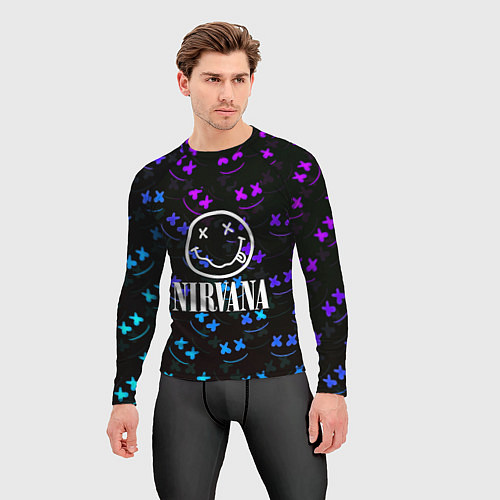 Мужской рашгард Nirvana x marshmello neon / 3D-принт – фото 3