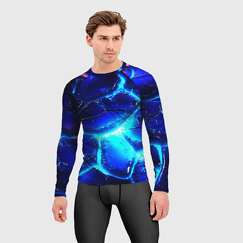 Мужской рашгард Синие плиты лед / 3D-принт – фото 3