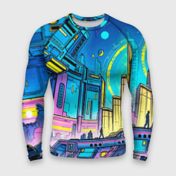 Рашгард мужской Космический город, цвет: 3D-принт