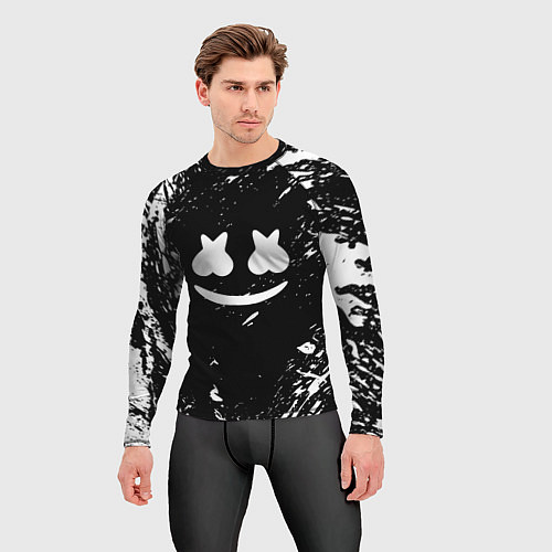 Мужской рашгард Marshmello брызги красок / 3D-принт – фото 3