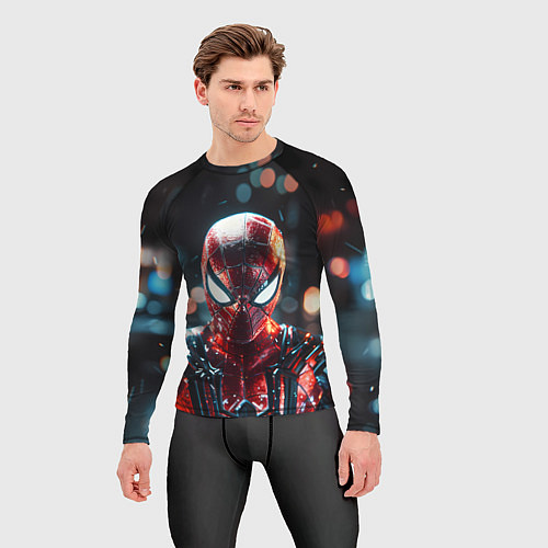 Мужской рашгард Человек-паук и вспышки света / 3D-принт – фото 3