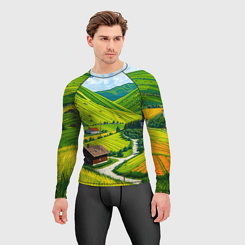 Мужской рашгард Русская душа и поле / 3D-принт – фото 3