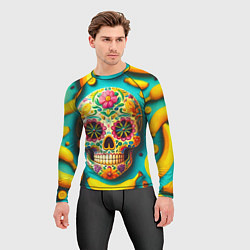 Рашгард мужской Череп и бананы - летняя композиция, цвет: 3D-принт — фото 2