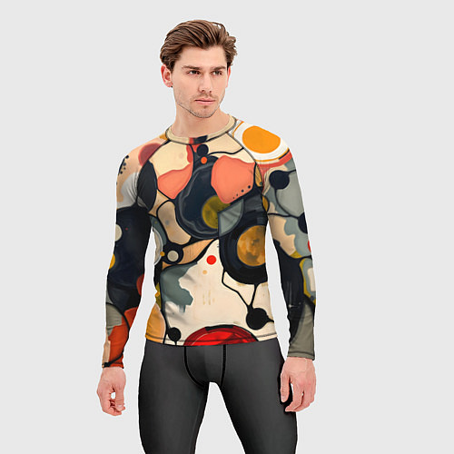 Мужской рашгард Абстракция с кругами и краской / 3D-принт – фото 3