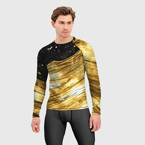 Мужской рашгард Золотой текстурный фон / 3D-принт – фото 3