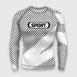 Рашгард мужской Sport чёрно-белый с полосой, цвет: 3D-принт