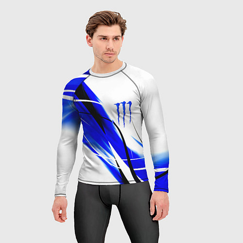 Мужской рашгард Monster energy линии абстракции / 3D-принт – фото 3