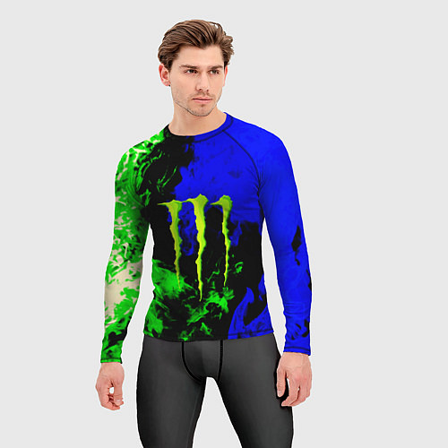 Мужской рашгард Monster energy кислотный огонь / 3D-принт – фото 3