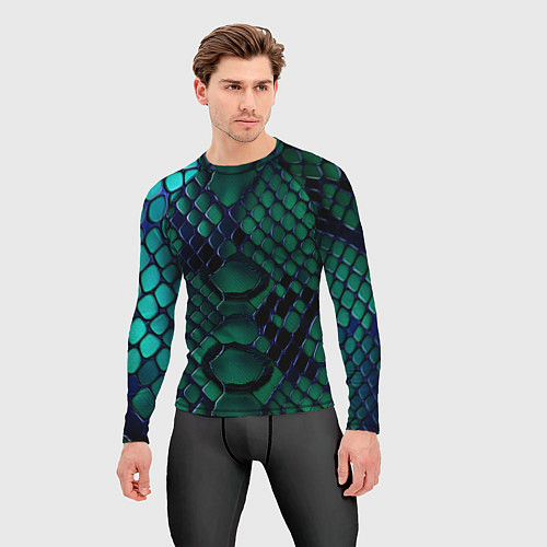 Мужской рашгард Бирюзовая змеиная кожа / 3D-принт – фото 3
