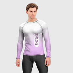 Рашгард мужской Sport белый с сиреневым текстурный, цвет: 3D-принт — фото 2