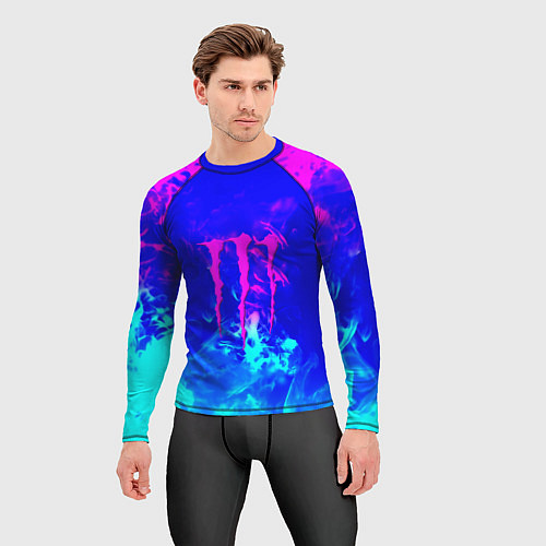 Мужской рашгард Monster energy дым неоновый / 3D-принт – фото 3