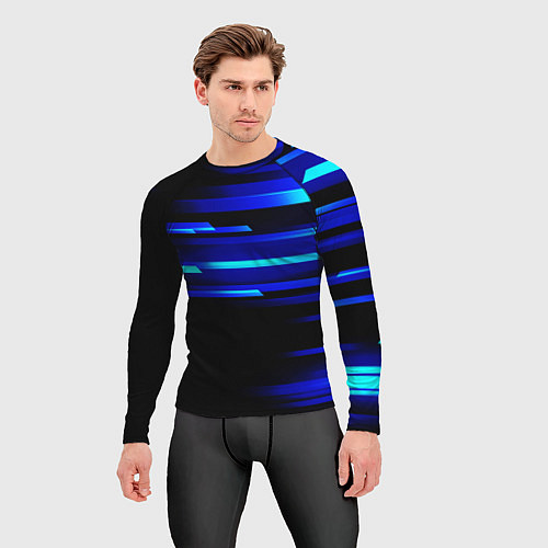 Мужской рашгард Color blue black / 3D-принт – фото 3