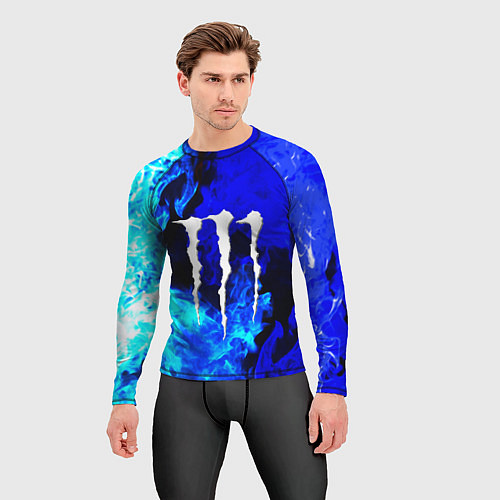 Мужской рашгард Monster energy синий дым / 3D-принт – фото 3