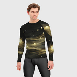Рашгард мужской Золотистый свет на черной текстуре, цвет: 3D-принт — фото 2