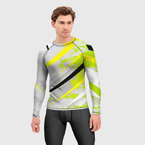 Мужской рашгард Color white light green / 3D-принт – фото 3