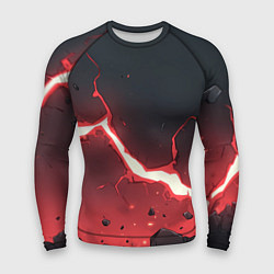 Мужской рашгард Красная молния на черной текстуре