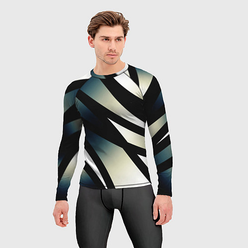 Мужской рашгард Чёрно-белый с синим затемнением полосы / 3D-принт – фото 3