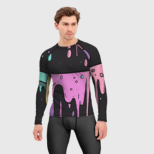Мужской рашгард Стекающая краска текстура / 3D-принт – фото 3