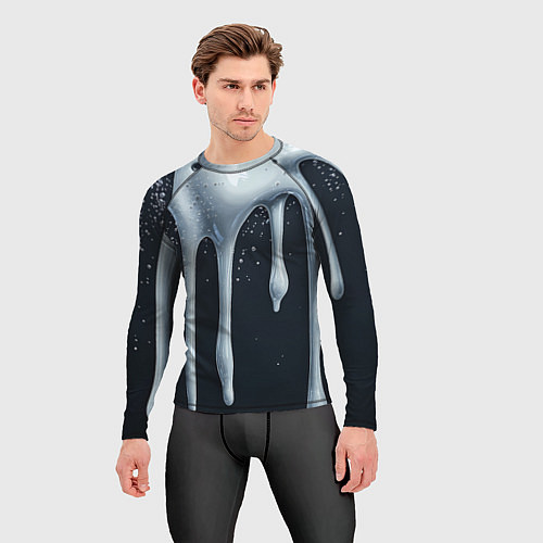 Мужской рашгард Белая объемная слизь текстура / 3D-принт – фото 3