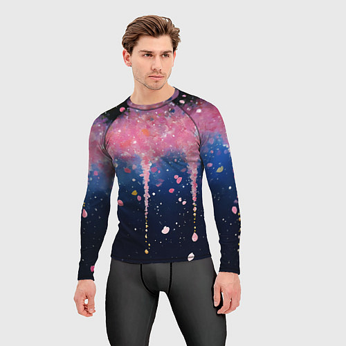 Мужской рашгард Розово-синяя текстура / 3D-принт – фото 3