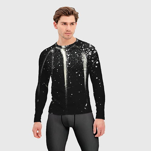 Мужской рашгард Белые брызги на черном / 3D-принт – фото 3
